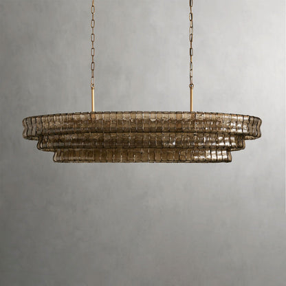 Textured Glass Oval Chandelier