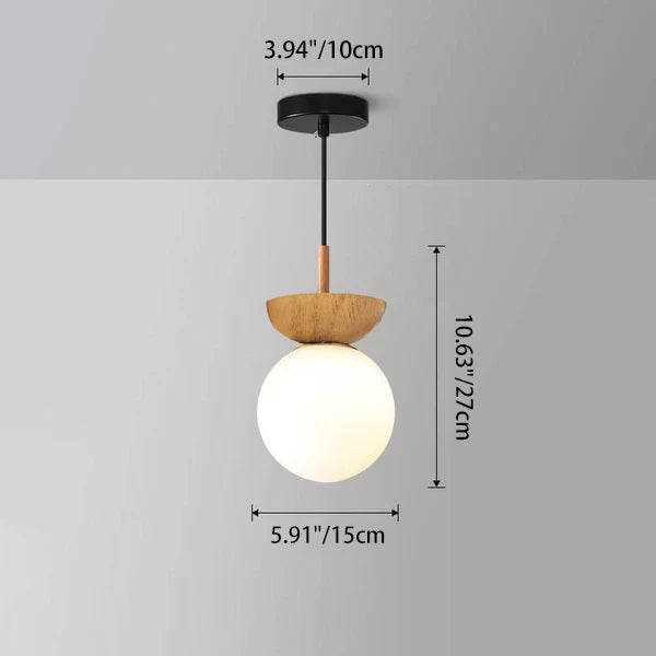 Modern Wood Glass Globe Ceiling Light