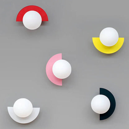 Modern Colorful Globe Wall Lamp with Semi-Circle Accent