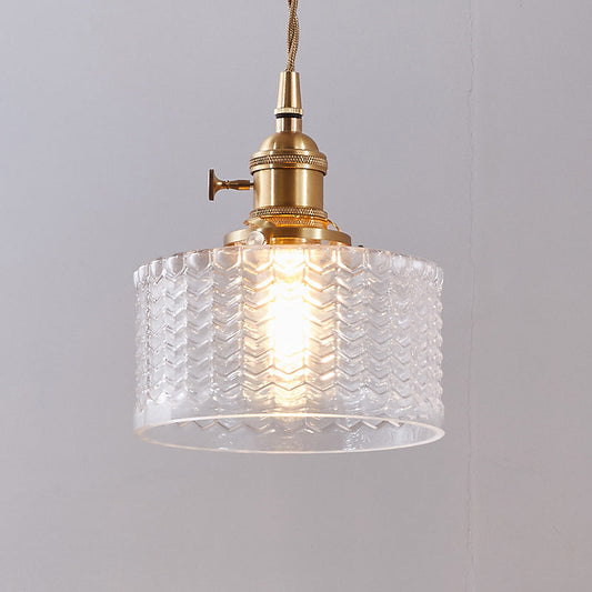 Textured Glass Cylinder Ceiling Light