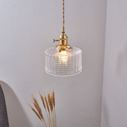 Textured Glass Cylinder Ceiling Light