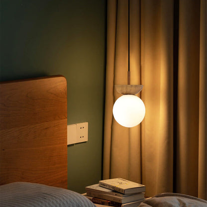 Modern Wood Glass Globe Ceiling Light