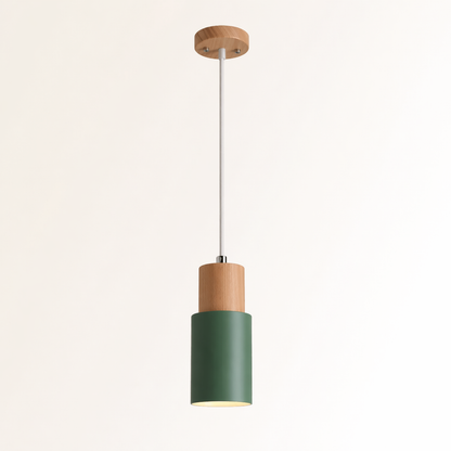 Minimalist Wood Cylinder LED Pendant Light