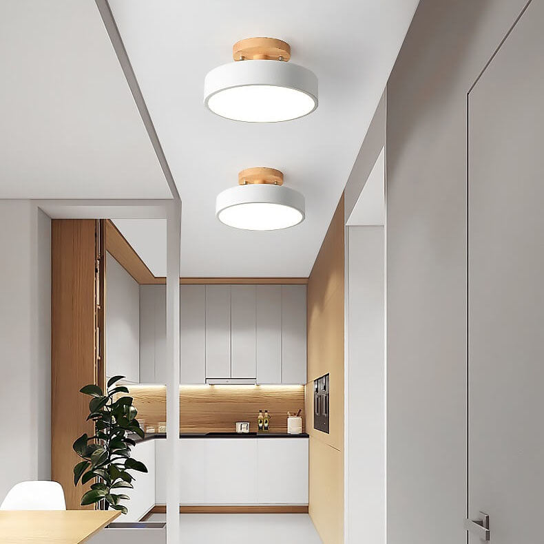 Scandinavian Wood Accent Round Ceiling Light