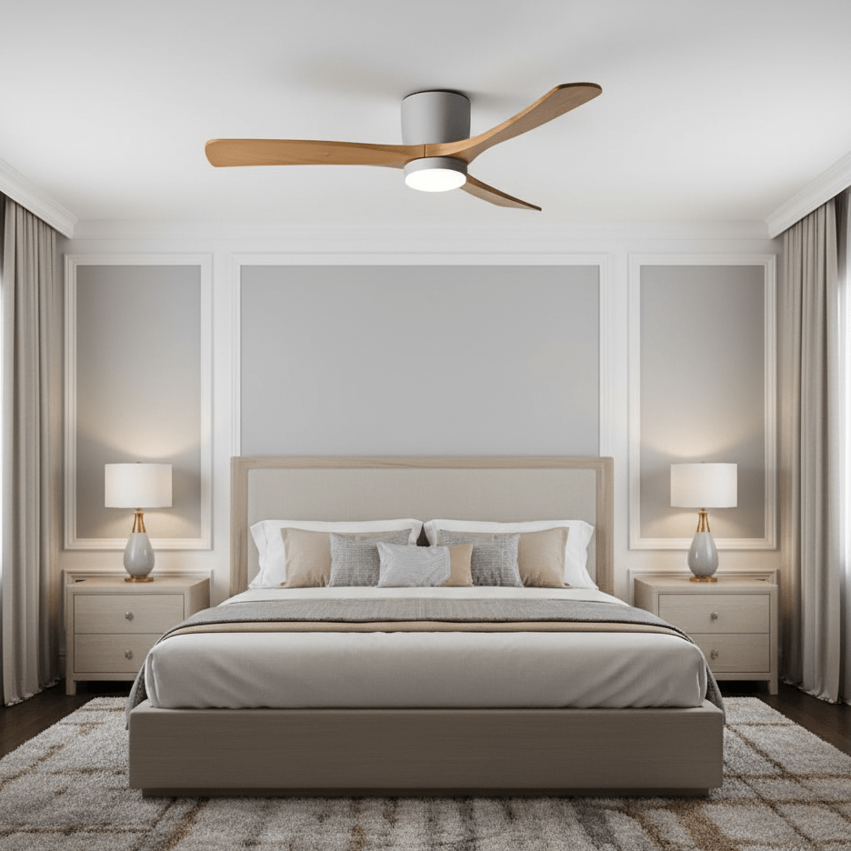 Modern Wooden LED Ceiling Fan Light