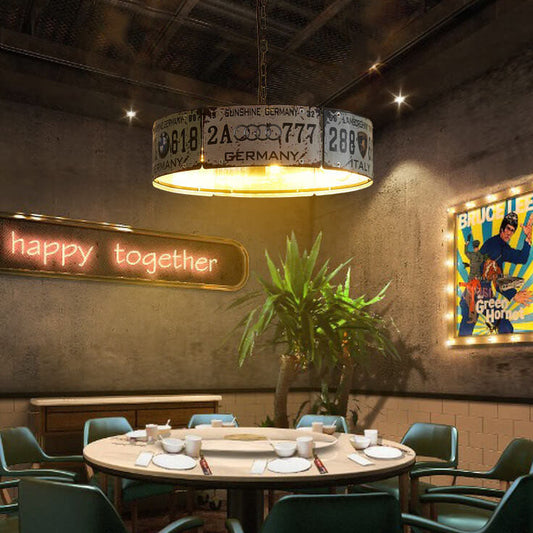 Vintage Industrial License Plate Ceiling Pendant Light