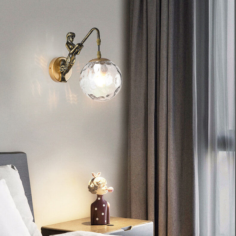 Vintage Mermaid Globe Wall Lamp