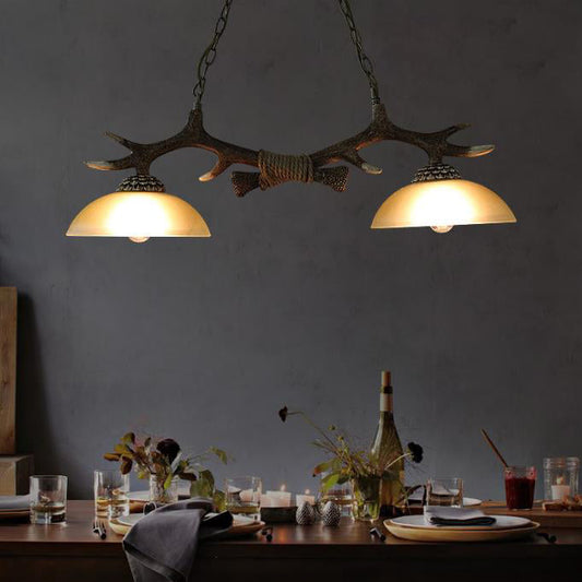 Rustic Antler Double Pendant Ceiling Light