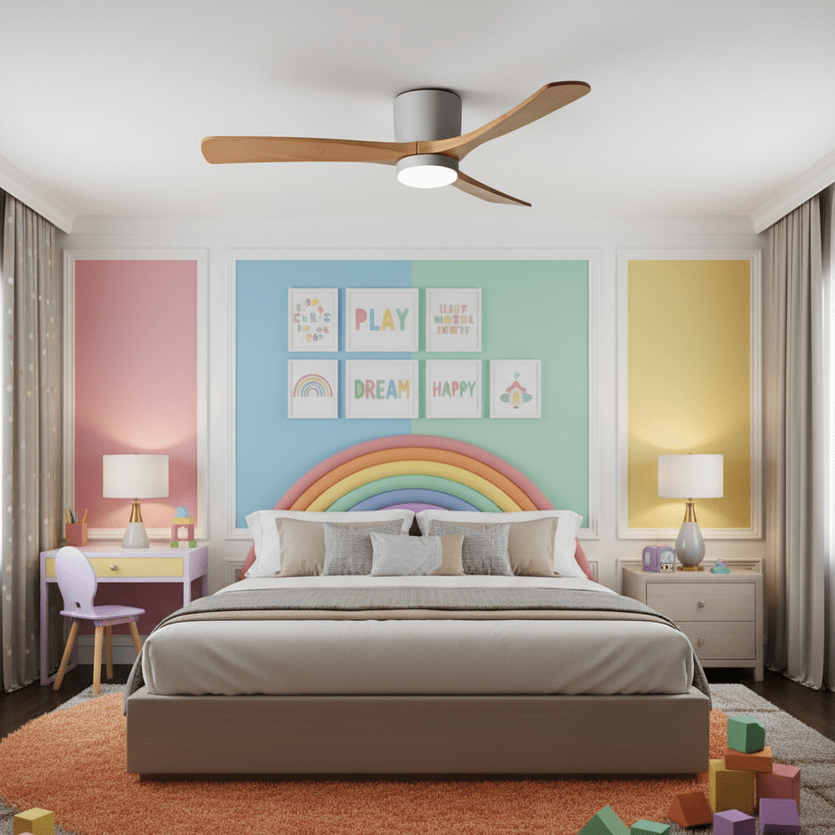 Modern Wooden LED Ceiling Fan Light