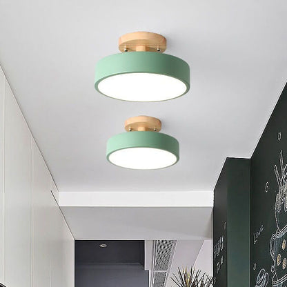 Scandinavian Wood Accent Round Ceiling Light
