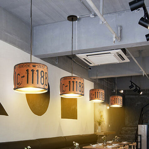 Vintage Industrial License Plate Ceiling Pendant Light