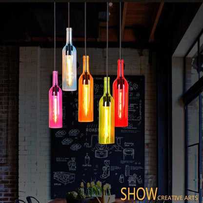 Colorful Glass Bottle Pendant Light