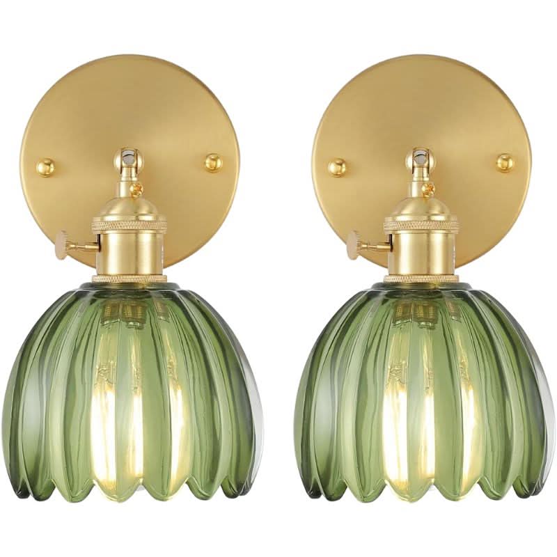 Vintage Brass and Glass Wall Light