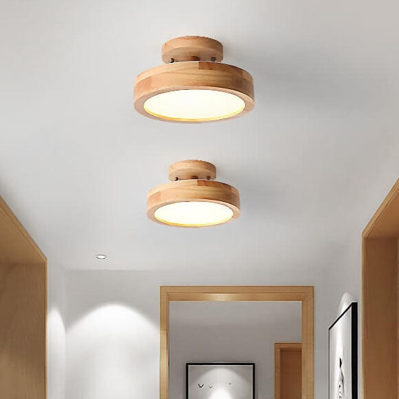 Scandinavian Wood Accent Round Ceiling Light