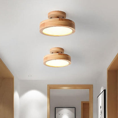 Scandinavian Wood Accent Round Ceiling Light
