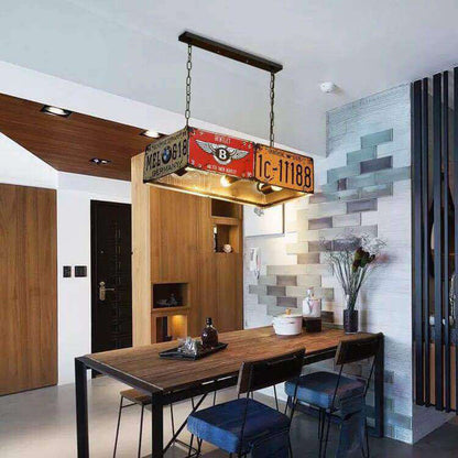 Vintage Industrial License Plate Ceiling Pendant Light