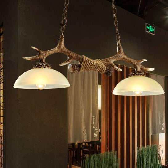 Rustic Antler Double Pendant Ceiling Light