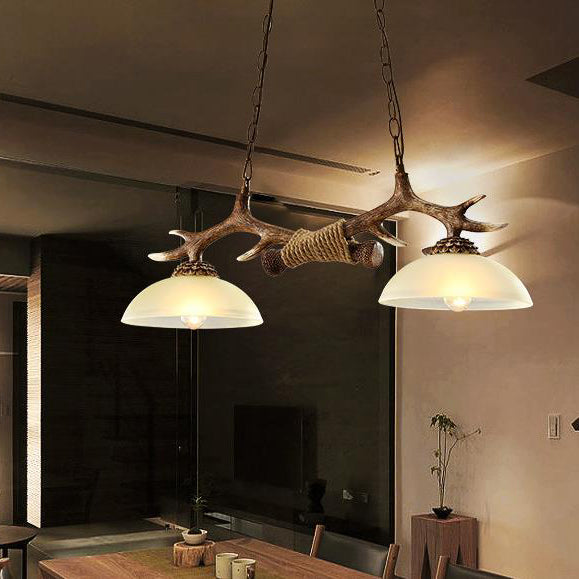 Rustic Antler Double Pendant Ceiling Light