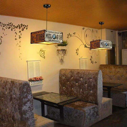 Vintage Industrial License Plate Ceiling Pendant Light