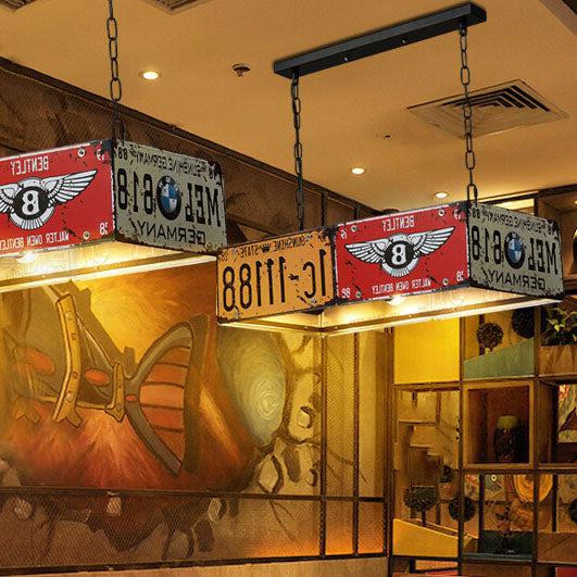 Vintage Industrial License Plate Ceiling Pendant Light