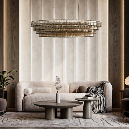 Textured Glass Oval Chandelier