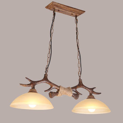Rustic Antler Double Pendant Ceiling Light