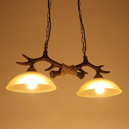 Rustic Antler Double Pendant Ceiling Light