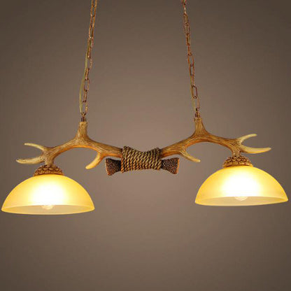 Rustic Antler Double Pendant Ceiling Light