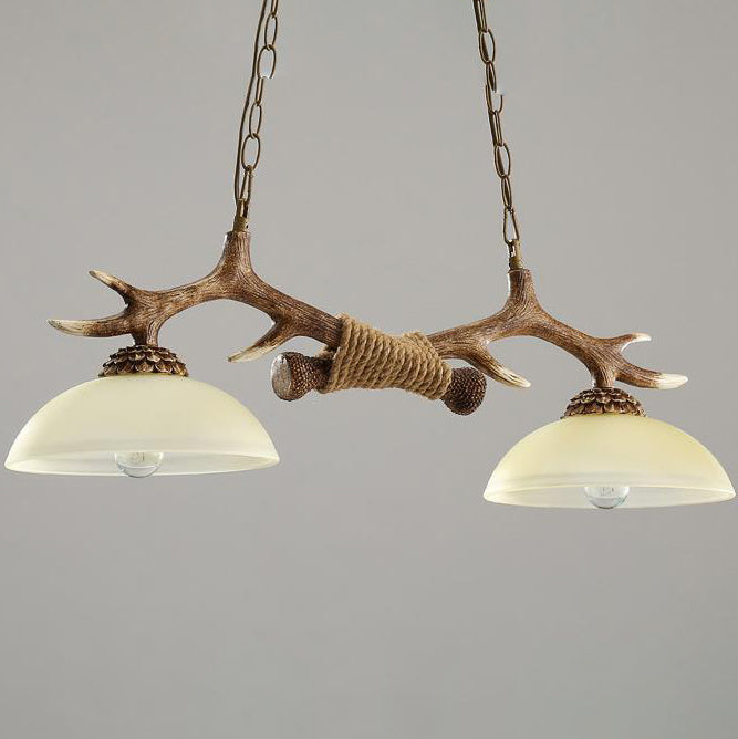 Rustic Antler Double Pendant Ceiling Light