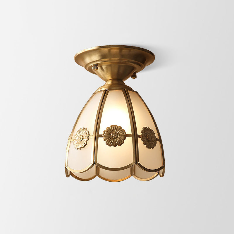 Minimalist Scalloped Glass Flush Mount Light