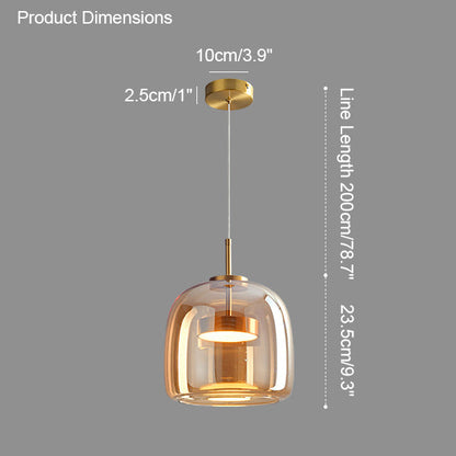 WOMO Drum Blown Glass Pendant Light-WM2145