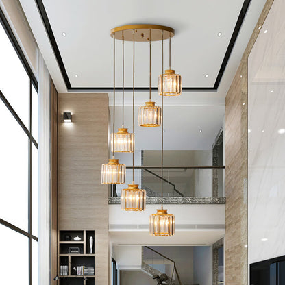 Luxury Multi-Light Glass Staircase Pendant Chandelier