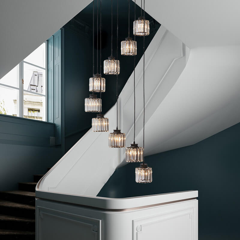 Luxury Multi-Light Glass Staircase Pendant Chandelier
