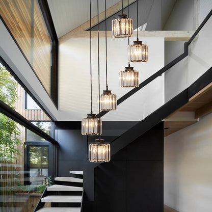 Luxury Multi-Light Glass Staircase Pendant Chandelier