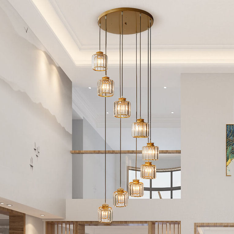 Luxury Multi-Light Glass Staircase Pendant Chandelier