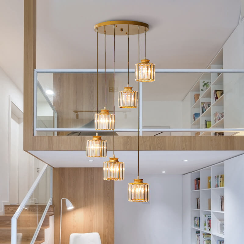 Luxury Multi-Light Glass Staircase Pendant Chandelier