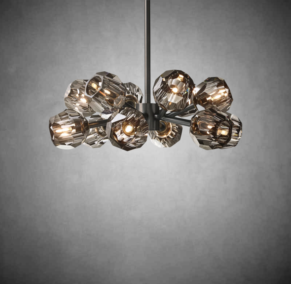 Crystal Orb Brass Chandelier