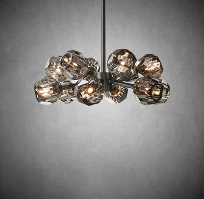 Crystal Orb Brass Chandelier