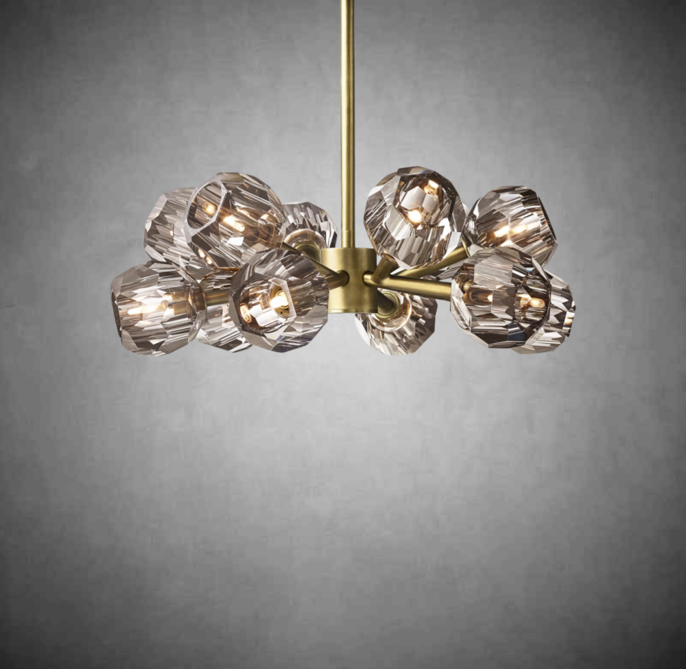 Crystal Orb Brass Chandelier