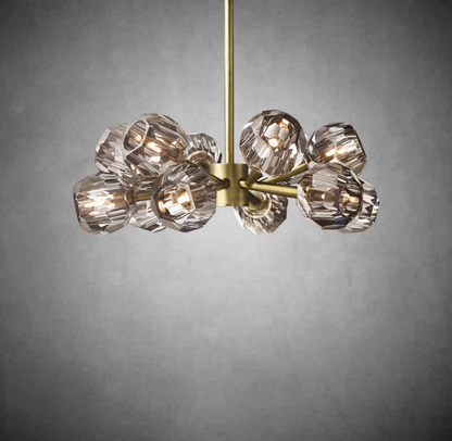 Crystal Orb Brass Chandelier