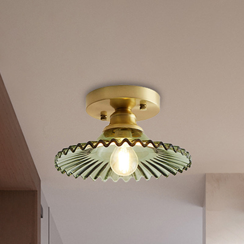 Ribbed Glass Flush Mount Ceiling Light