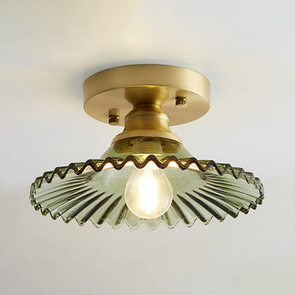 Ribbed Glass Flush Mount Ceiling Light
