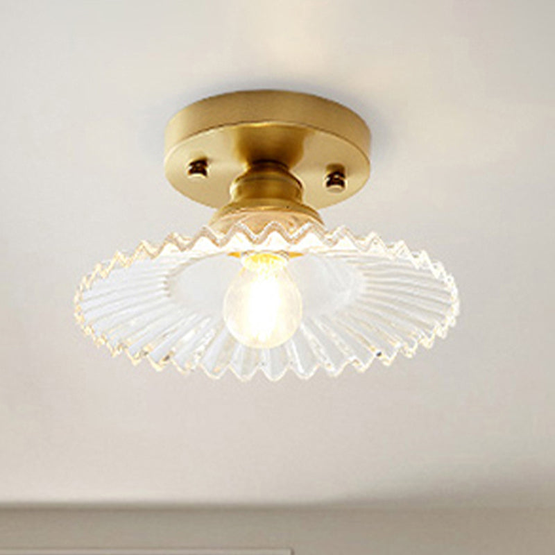 Ribbed Glass Flush Mount Ceiling Light