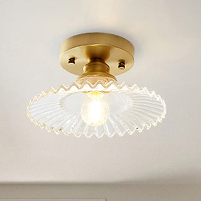 Ribbed Glass Flush Mount Ceiling Light