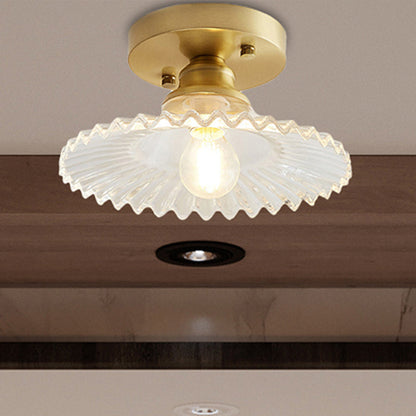 Ribbed Glass Flush Mount Ceiling Light