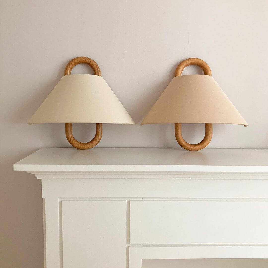 Wood Frame Fabric Shade Wall Lamp