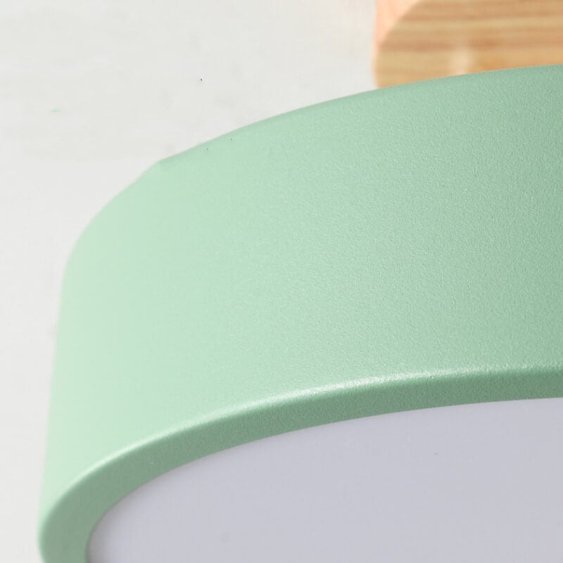 Scandinavian Wood Accent Round Ceiling Light