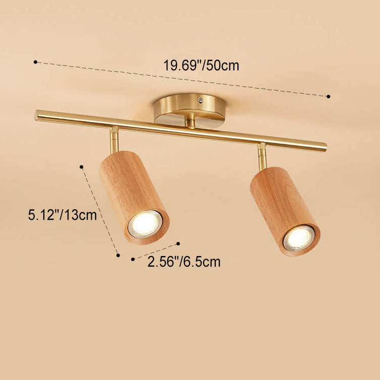 Modern Wood Cylinder Spotlight Ceiling Light