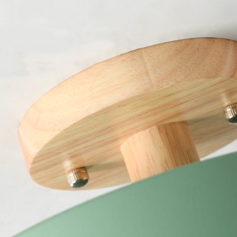 Nordic Wood Accent Round LED Semi-Flush Ceiling Light