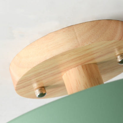 Nordic Wood Accent Round LED Semi-Flush Ceiling Light